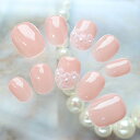 【ジェルネイル】【ネイルチップ】ピンクベース根元小花アートチップ♪【ブライダル】 ウェディング 結婚式 ベリーショートからレギュラーオーバルまで長さが選べます シンプル 成人式 結婚式 ブライダル ウェディング ちび爪 ショート 短いネイル対応 送料無料