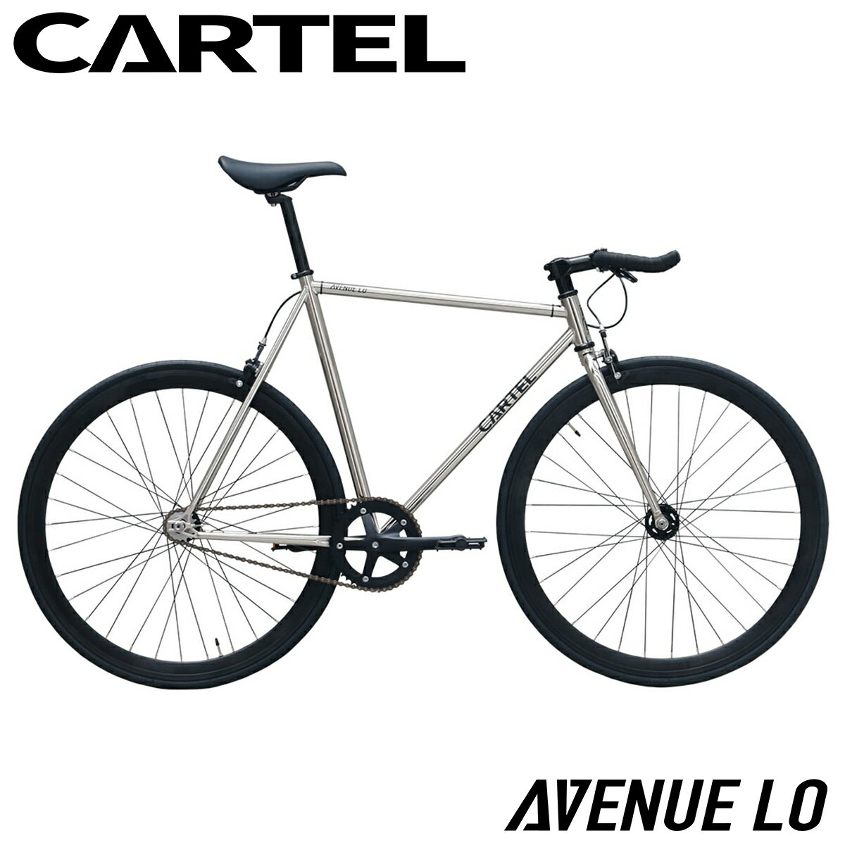 楽天DINER楽天市場店【FINAL SALE 郵送限定】ピストバイク 完成車 カーテルバイク CARTEL BIKES AVENUE LO CHROME BLACK PARTS【自転車 バイク スポーツバイク 完成品 クロモリ 軽量 カスタム カスタムバイク ベース フリーギア 固定ギア 初心者 シンプル おしゃれ 銀 シルバー】