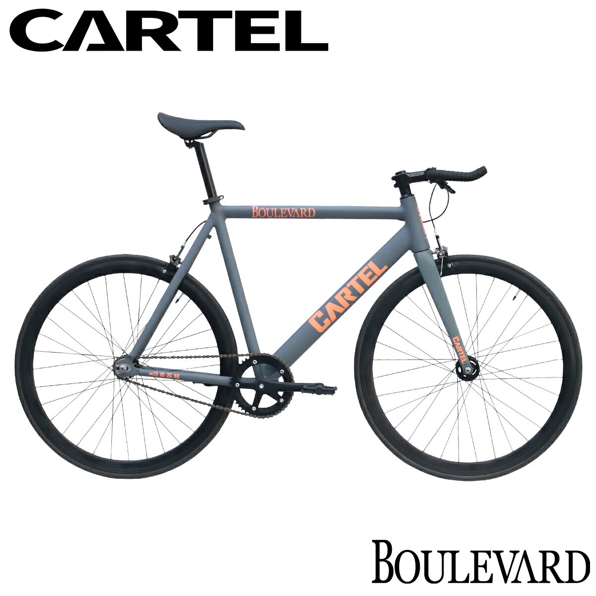 【FINAL SALE 郵送限定】ピストバイク 完成車 カーテルバイク CARTEL BIKES BOULEVARD ORANGE&GREY 【 自転車 バイク スポーツバイク 完成品 アルミ 軽量 カスタム カスタムバイク ベース フリ…