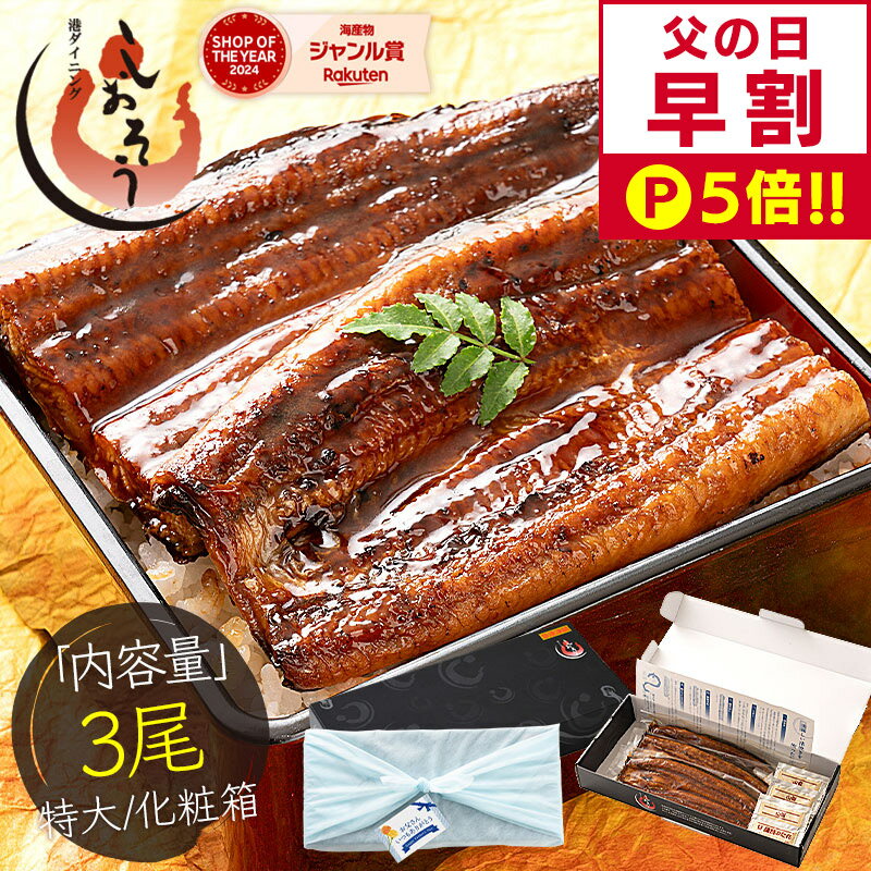 Rakuten - 【父の日 早割P5倍！】 鰻 うなぎ 蒲焼き 国産鰻 国産 特大サイズ 約200g×3尾 ウナギ 国産ウナギ グルメ うなぎの蒲焼 鰻の蒲焼 美味しい うなぎ蒲焼 国産うなぎ 国産うなぎ蒲焼 ギフト プレゼント ギフトセット 父の日