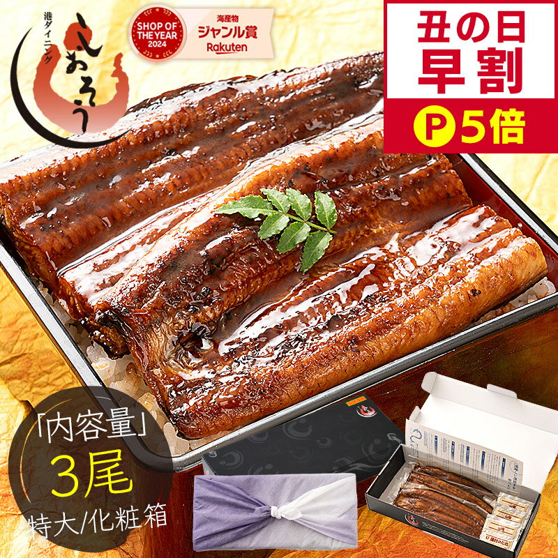 【土用の丑の日 早割P5倍！】 鰻 うなぎ 蒲焼き 国産鰻 国産 特大サイズ 約200g×3尾 ウナ...