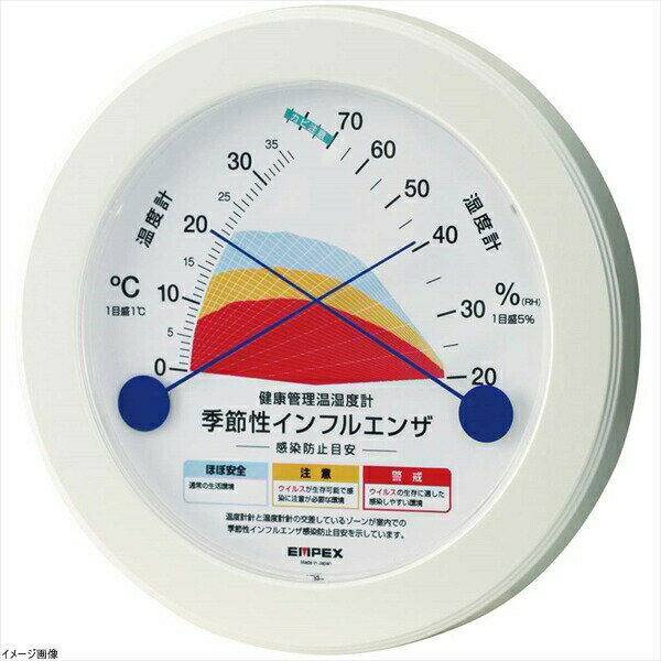 エンペックス気象計 温度湿度計 健康管理温湿度計 壁掛け用 日本製 シルバー TM-2582