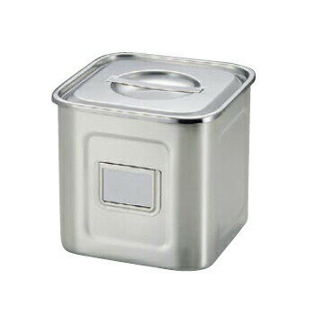 Steel Storage Containers - 角キッチンポット 名札付 18-8（ステンレス） UK 15cm