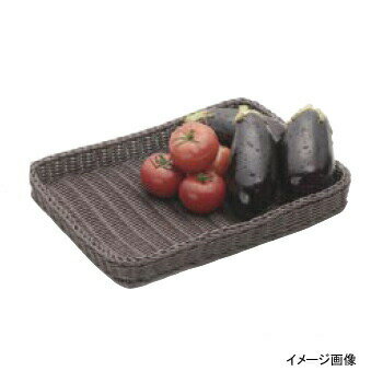 樹脂バスケット 角長浅40号 91－004C こげ茶●カラー:こげ茶●400×300×H40●材質:ポリプロピレン●耐熱温度:120℃●食器洗浄機にもお使いいただけます。●樹脂を丁寧に藤製品のように編んでおり、天然素材に限りなく近く優しい雰...