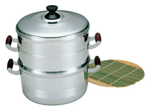 アルミ長生セイロ〈デラックス〉 28cm 二重 （ASI08282）