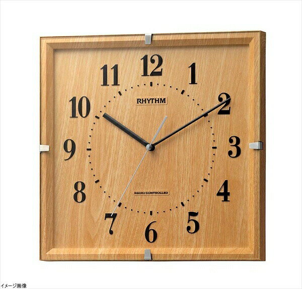 リズム時計 電波 掛け時計 アナログ ライブリーエミリ 連続秒針 インテリア モデル 茶 (薄茶木目仕上げ..