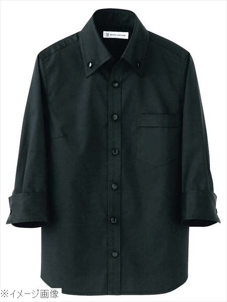 男女兼用 スキッパーボタンダウンシャツ CH4420－9 ブラック SS