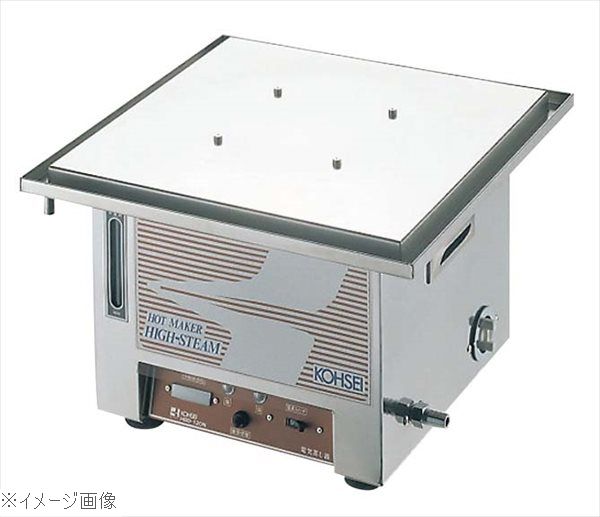 ●蒸気立上りまでの時間:約50分●電気式空だき防止付(ランプ)●蒸し台ノズル数:4穴外寸(mm)480×480×H335 重量11kg 容量11L