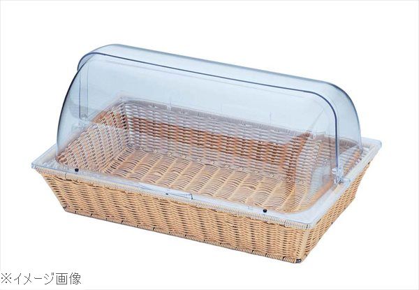 PPラタン ベーカリーバスケット 長角1／1サイズ カバー付 アイボリー BB－409－IV