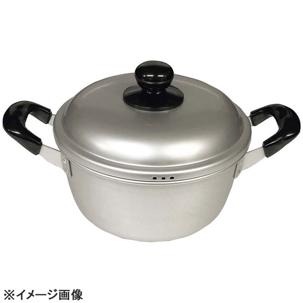 サイズ：234 338 220 110 重量(g)：557 容量(L)：3.9 板厚厚み(mm)：1.0 材質：アルミニウム合金 フェノール樹脂 表面加工：アルマイト加工 対応熱源：ガス火●熱周りも良く、軽くて使いやすいアルミニウム製鍋 アルマイト加工をしているので、黒変しにくい鍋です