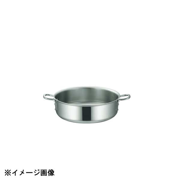 IHマエストロシリーズ3層鋼クラッド材使用業界初!高機能アルミクラッド鋼鍋のフルサイズ、フルラインアップ化●均一加熱に最適で焦げ付きにくい。軽量さも併せ持つオペレーション厨房に最適なシリーズ。●熱伝導が良く均一に伝わるため焦げ付きにくい特長を持ちます。カレー・シチュー等の煮込み料理でも火力を適量に抑えた均一加熱により焦げ付きにくく非常においしく仕上がります。アルミクラッド鋼は水を沸騰させると細かい気泡が鍋全体から万遍なく沸き上がるのが見えて熱が均一に伝わっている事がよく分かります。●内ー18-8ステンレス（クロム18%、ニッケル8%）ステンレスの中でも特に耐蝕性に優れた鋼種。料理に直接触れる内面に非常に適しています。●中ーアルミニウム優れた熱伝導性で熱が均一にムラなく鍋全体に伝わるため、料理を焦げ付きにくく美味しく仕上げます。●外ークロムステンレス耐蝕性に優れたIH対応ステンレス。※蓋は別売です。●サイズ　深さ：120mm●材質：3層鋼クラッド材●生産地：燕三条