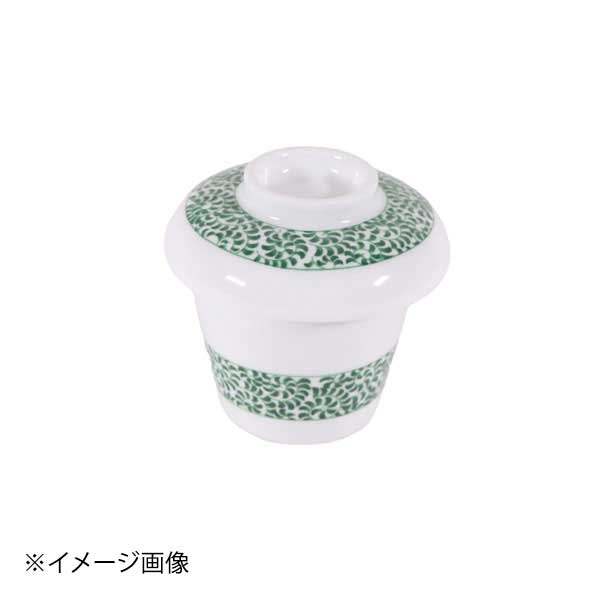たこ唐草蓋付スープ碗 緑