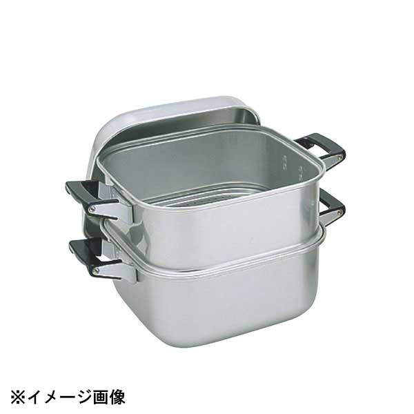 オールアルミ製の業務用蒸器です。アルマイト加工●サイズ　外寸縦×外寸横　深さ　1段当たり容量：300×300mm中子120mm約2.5升●材質：アルミニウム●生産地：日本