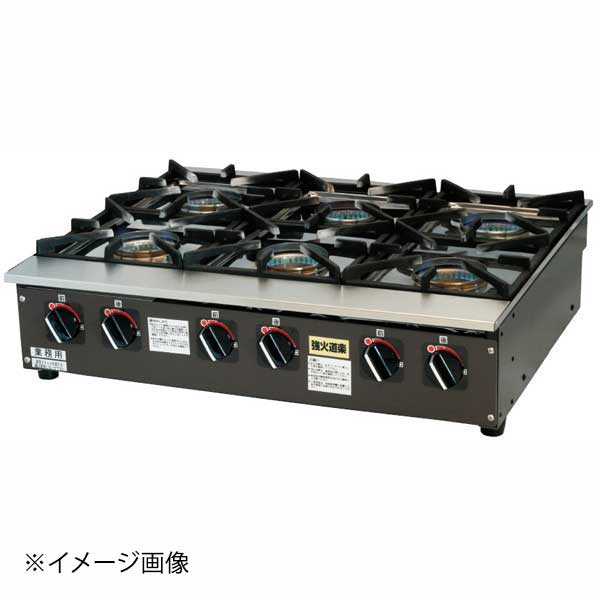 ●火力三段切替え●サイズ：690mm × 570mm × H179mm ● 重量：27.5kg ● ガス接続 13A：φ13 ● ガス消費量 13A：19.63kW ● 点火方式：連続スパーク自動点火 ● 材質：本体（ガリバーニューム、カラー鋼板）、五徳（鋳物製）、バーナー（ステンレス製 プレス）、コックツマミ（樹脂製）、前面化粧板（カラー鋼板）、汁受（ステンレス製）