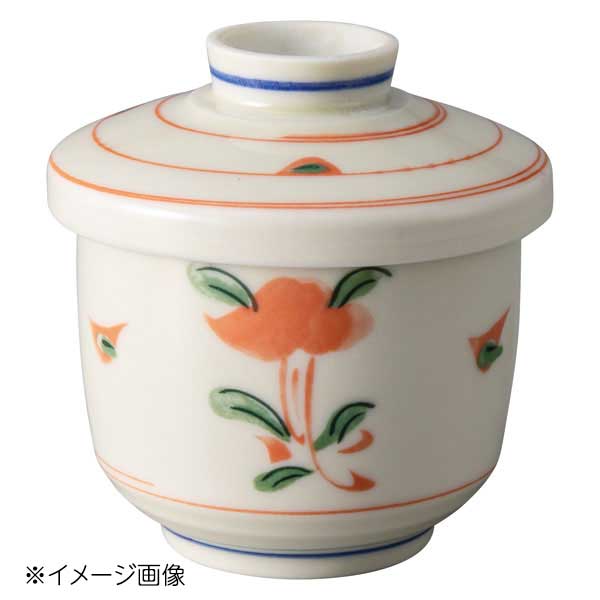 桐井陶器 モデルノ MODERNO 赤花 むし碗 290-5406