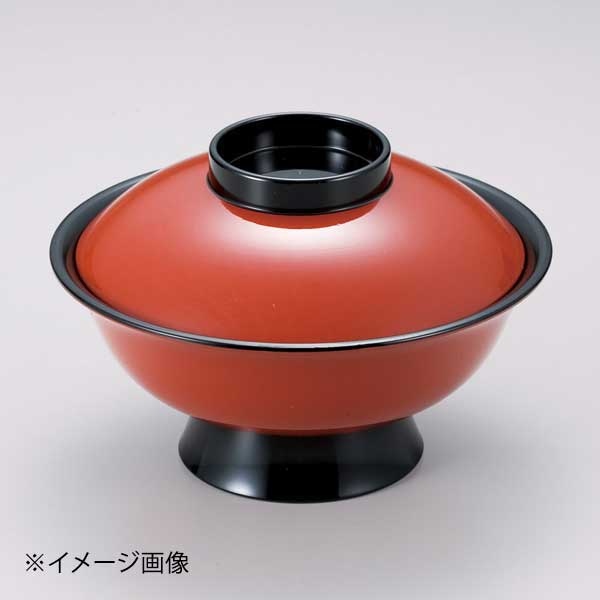 [TA]低型大名椀 朱つば黒7寸