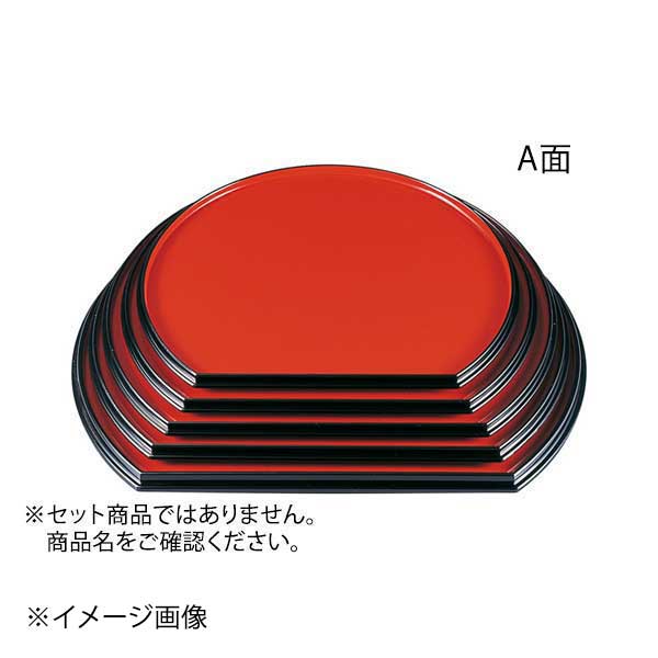 [A]半月両面盆 朱渕黒/黒刷毛目尺2寸