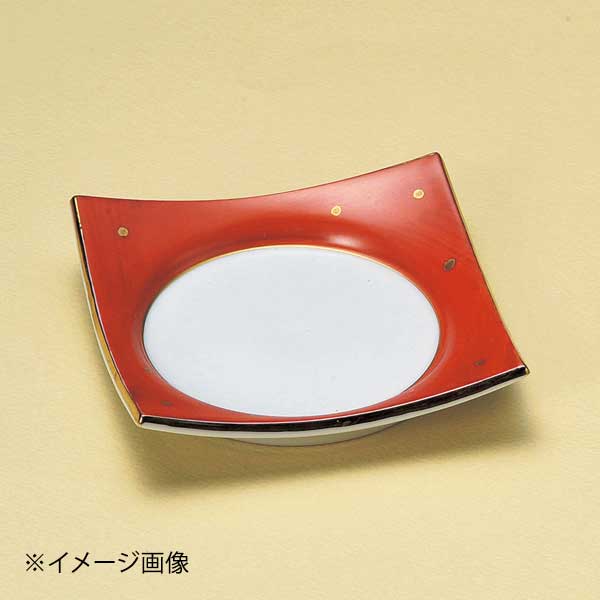 Rakuten - 朱巻金点角皿