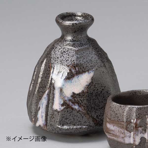 手造り風いぶし黒ピンク飛し1合徳利