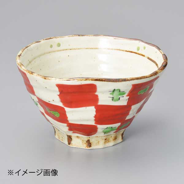 赤絵市松4.5三ッ押丼