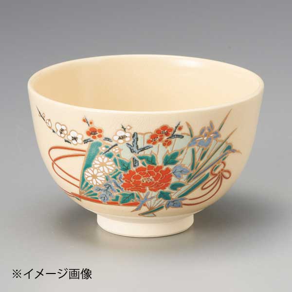 仁清緋扇抹茶碗