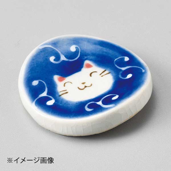 一珍唐草猫丸箸置 青