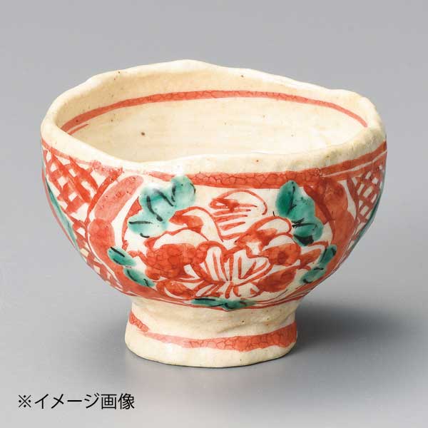 赤彩丸紋手引き煎茶