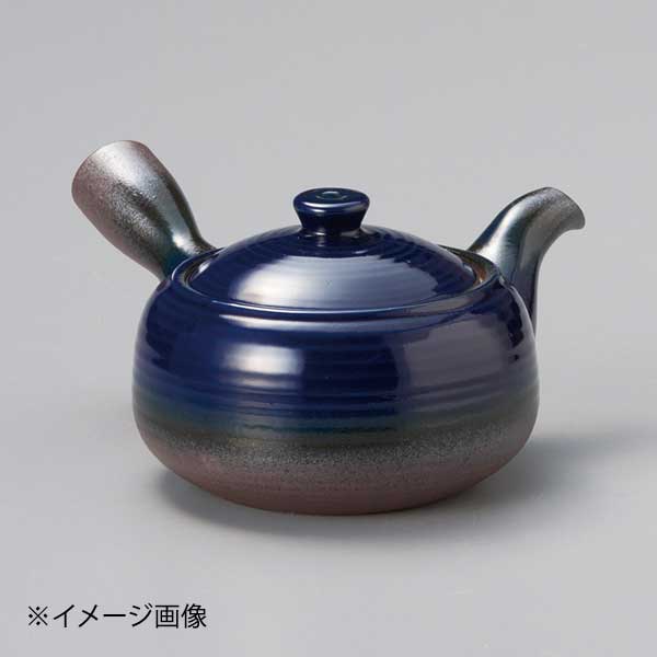万古急須1.5南蛮福形ルリ(丸網)(萬古焼)
