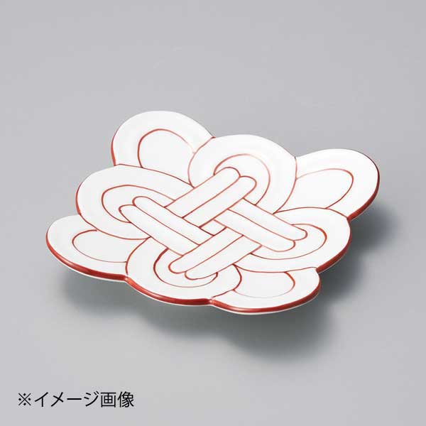乐天商城 - 赤線吉祥結び小皿(有田焼)