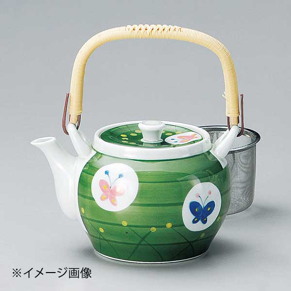 グリーン巻蝶U付6号土瓶(有田焼)