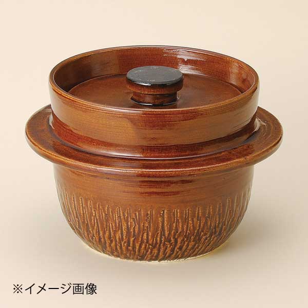 Ih Incompatible - アメ釉手造りご飯釜3合炊(萬古焼)