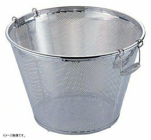 パンチングシリーズの特長●ほつれがなく針金が折れて、食品に混入する心配がない。●カスがつまりにくく、水だけで汚れが取れるので洗いやすい。●錆に強く丈夫で衛生的。パンチング穴径:2.2mm※成形上、商品、サイズ等により目の形状や大きさが多少異なります。内径(cm)_外径×高さ(mm):45_465×310