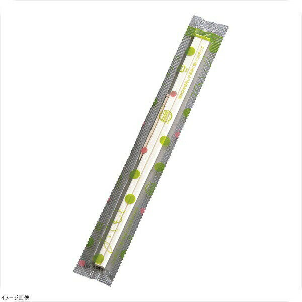 Disposable Chopsticks - 白揚8寸OPP完封箸 緑水玉柄 楊枝入 （1ケース3000膳入）