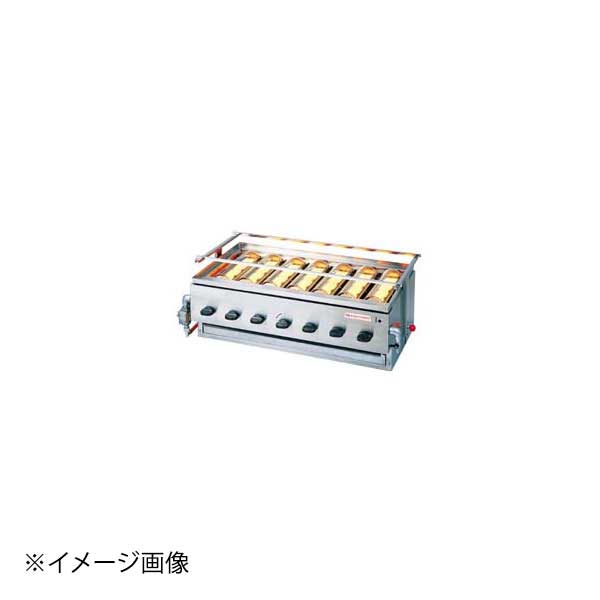 ※メーカー希望小売価格はメーカーカタログに基づいて掲載しています。(カタログ表示価格は消費税が含まれていません)●カタログコード:9-0757-0501、8-0718-0501●耐熱ガラスサイズ:(278×80)×7枚※付属品:串受ロストル3本・焼網(700×360)1枚■仕様型 式 黒潮 7号 SG-22K●内寸法: 幅 (mm)710 奥行(mm)295●質量(kg): 26●1時間ガス消費量kw:: LPガス11.7(0.84) (kg/h) ●接続ゴム管:: LPガス(mm) φ9.5●1回焼上数量: かば焼 白 焼120g 18枚 あじ 120g26匹下火式●バーナーは耐熱ガラスでおおわれていて、油はすべて下の汁受け皿に 落ちます。だからお手入れが簡単。●本体はステンレス製で錆びにくく耐久性があります。●「黒潮」は、焼物の種類に応じてロストルの高さを自由に変えられます。●間口×奥行×高さ(mm):875×465×285●質量(kg):26※必ずガス種をご確認ください