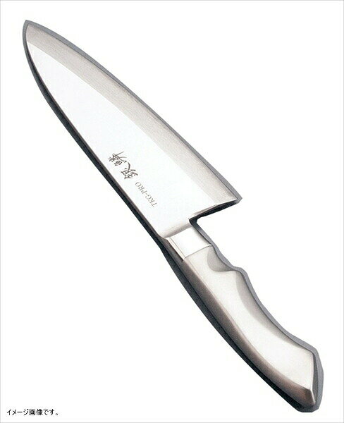 TKG-PRO(プロ)銀鱗(ぎんりん)和庖丁刃先イメージHigh Carbonステンレス 高い信頼性と実績をもった大同特殊鋼ハイカーボンステンレスIK-6材(クローム・モリブデン・バナジュムを含有した特殊鋼)と熟練した職人の技術によって作り出されたプロの為の高級庖丁です。又、裏スキ(刃の裏側のくぼみ)により砥石の当たりがよく刃付けが容易に出来ます。ハンドル イメージ18-8ステンレス フロスティー仕上げ握り易く設計されたデザインと18-8ステンレス最中製なので、錆びにくく洗浄器にも使用できますので菌の繁殖を防ぎ衛生的です。銀鱗ロゴサイズ(cm)_全長(mm)_質量(g)_背厚(mm):15_290_230_4.5
