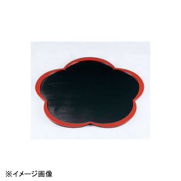 若泉漆器 梅型皿 黒天朱 尺0寸 B-7-49