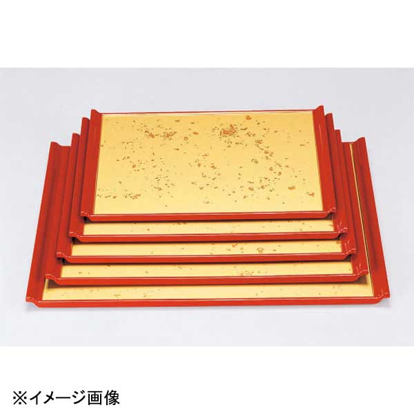 若泉漆器 宴盆 色紙金箔渕朱 尺8寸 1-53-8