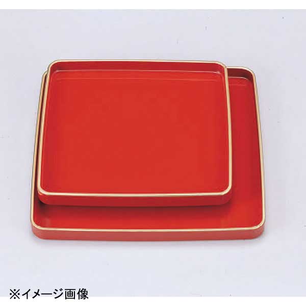 若泉漆器 胴張角盆 朱天金 尺0寸 1-74-30