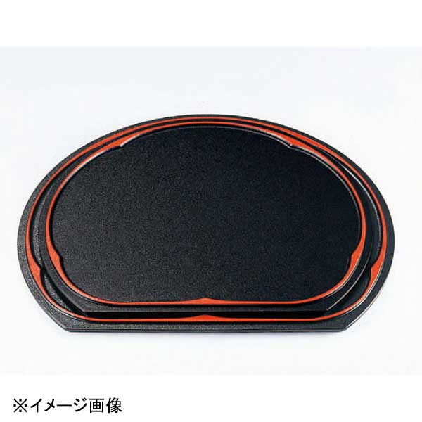 若泉漆器 半月梅型両面盆尺1寸 黒石目天朱/朱渕黒 A面NS B-7-78