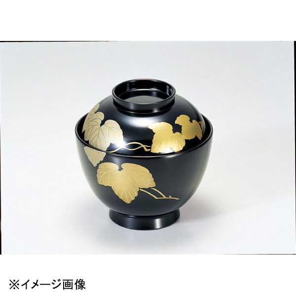若泉漆器 ナツメ型吸椀 黒ツタ 本漆塗 蒔絵 1-194-14