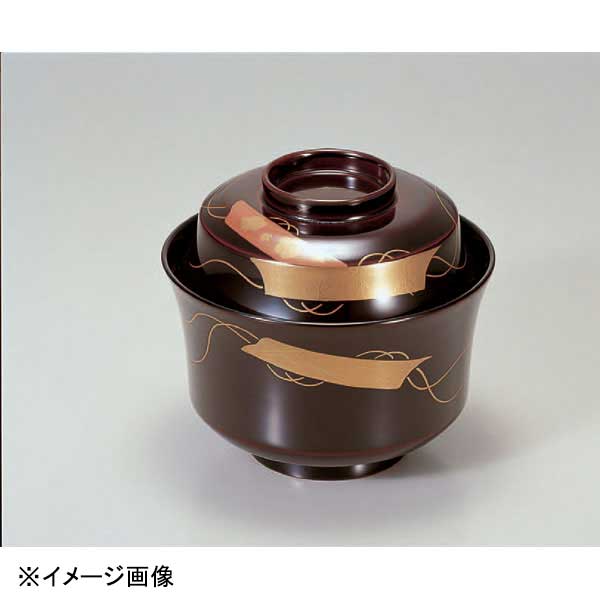 若泉漆器 3.5寸京型吸椀 溜松竹梅短冊 本漆塗 手描磨蒔絵 1-195-3