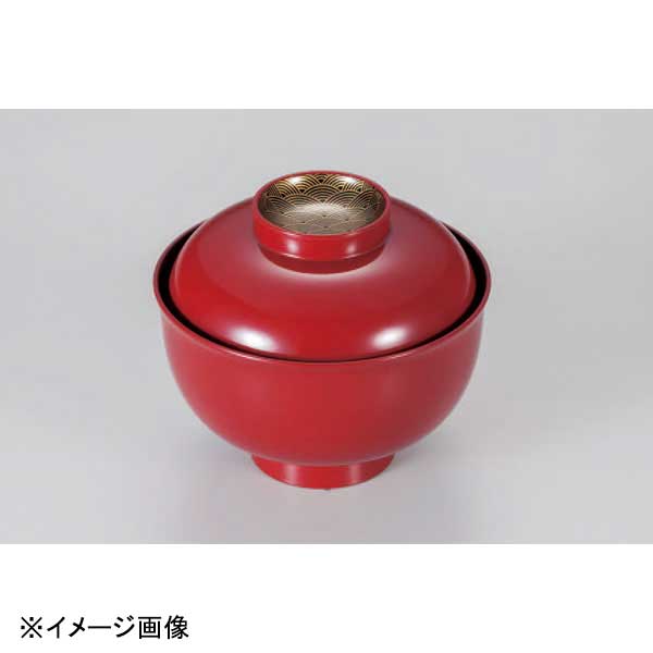 若泉漆器 3.7寸羽反吸椀 朱 金波見返し色紙 W-19-86