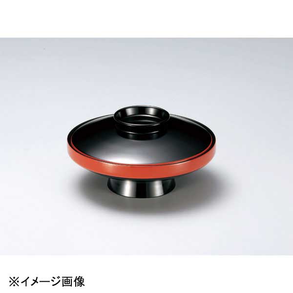 若泉漆器 5.5寸駒型煮物椀 黒渕朱 W-9-89