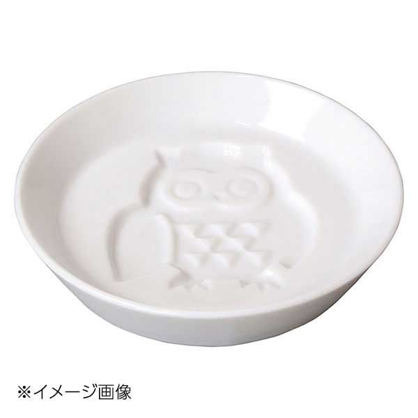 ヤマコー 用美 白磁・絵柄入醤油皿 ふくろう 26232