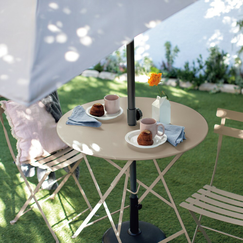 フランス製ビストロテーブル＆チェア 径77cm3点セット ガーデンファニチャーセット ガーデンファニチャー G95109 ＼レビューキャンペーン開催中／