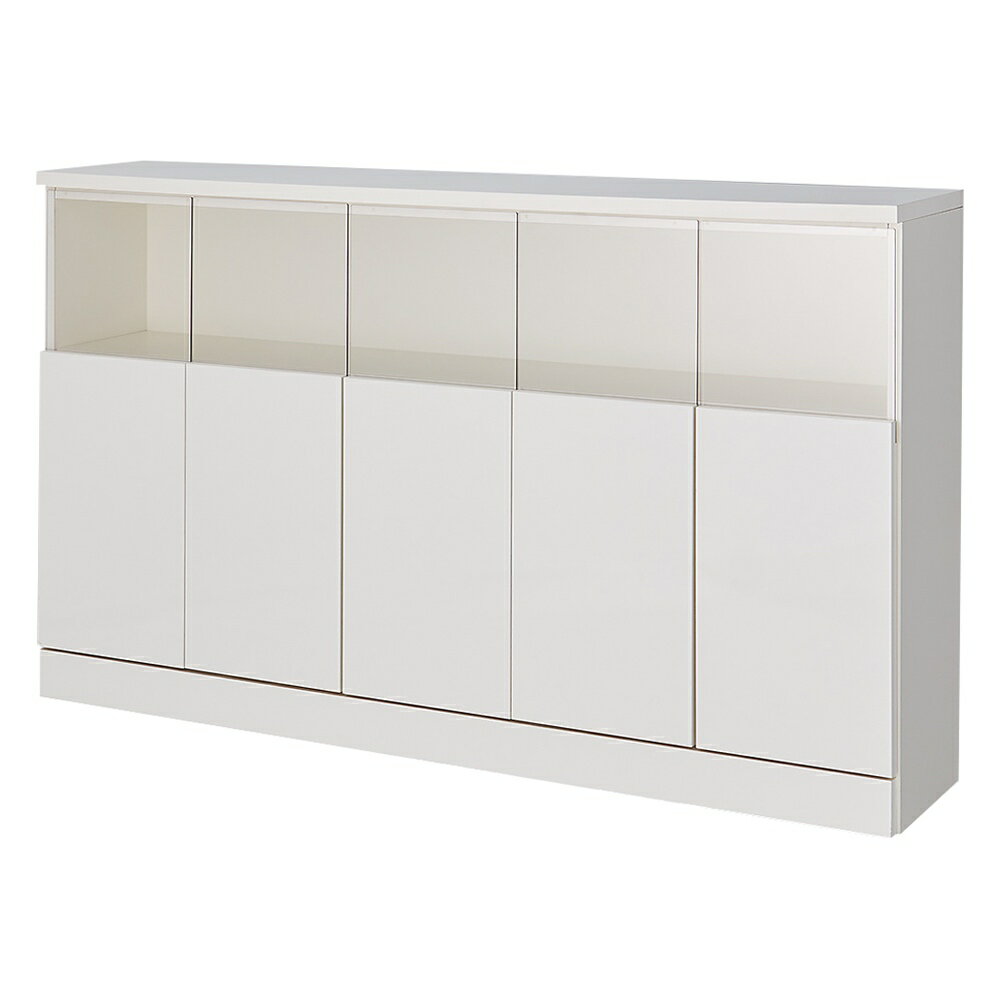 【最大8000円OFFクーポン 1／16 1：59迄】 【完成品】LED付きギャラリー収納本棚 幅150奥行20cm 5枚扉..