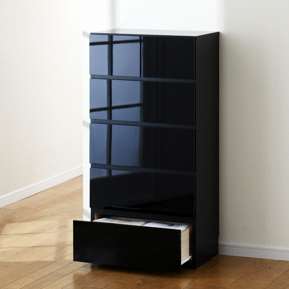 家具 収納 トイレ収納 洗面所収納 奥行30cm薄型ツヤツヤチェスト 幅50cm・5段 735602のサムネイル