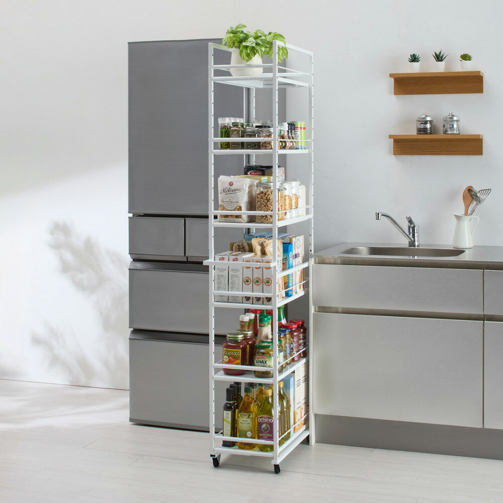 【最大7000円OFFクーポン 11月16日迄】 ［幅26cm-40cm奥行62cm］無段階伸縮でさらにスペースを活かす幅伸縮頑丈すき間ワゴン ランドリー小物収納 トイレ 洗面所 ランドリー収納 5866A4