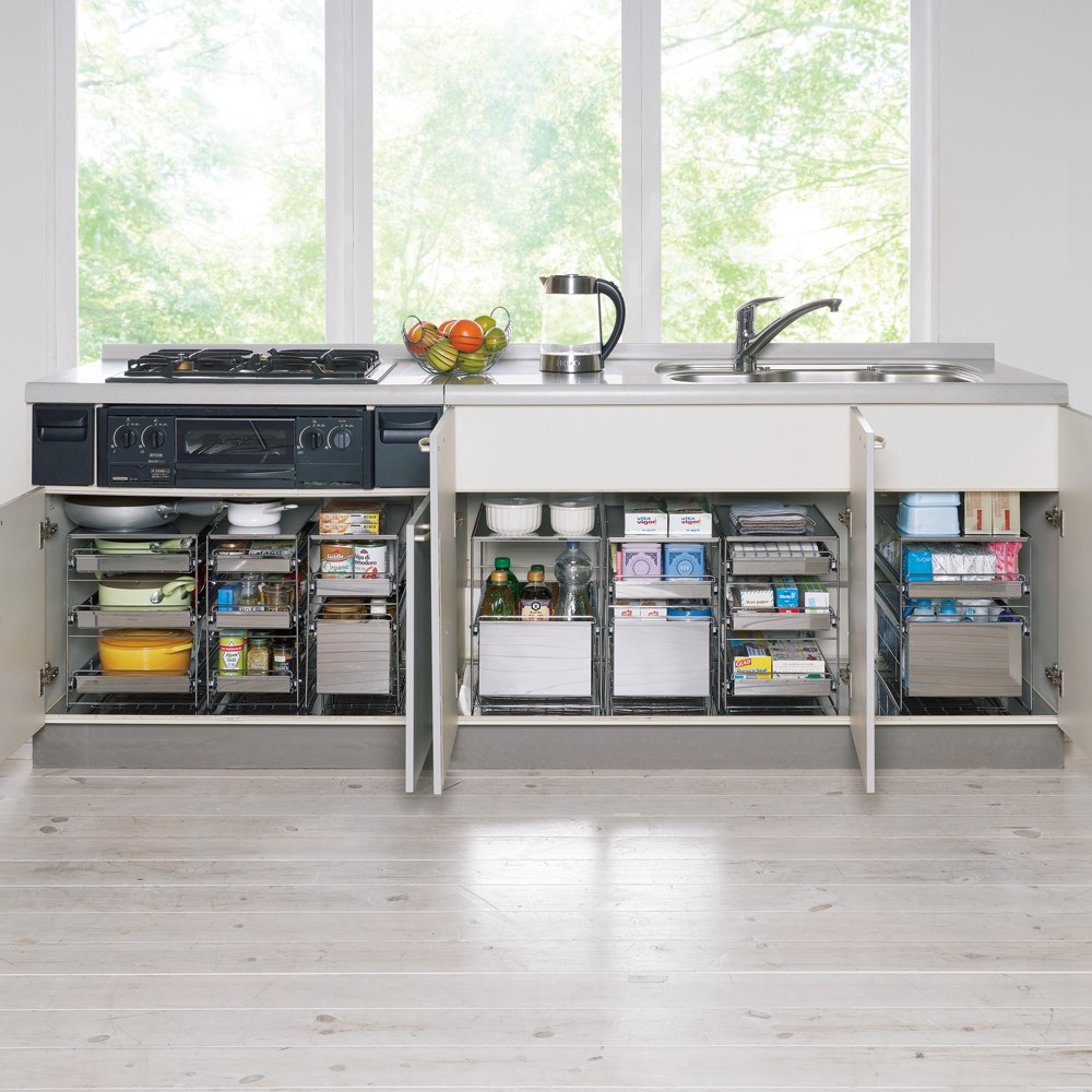 【最大5000円OFFクーポン 12／1迄】 ステンレス製スムーズ引き出しラック 2段 幅28.6c ...