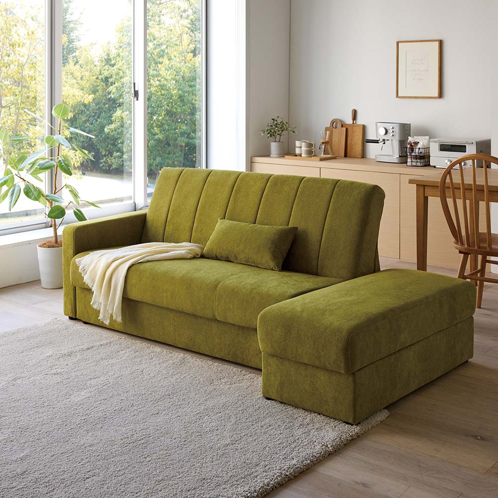 【最大8000円OFFクーポン 11月27日1：59迄】 オットマン付たっぷり収納ソファベッド 幅190cm ファブリ..